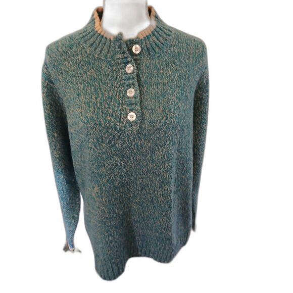 The Tog Shop Women’s Sweater Size L Heather Green Knit Pullover Acrylic Button - Picture 1 of 5